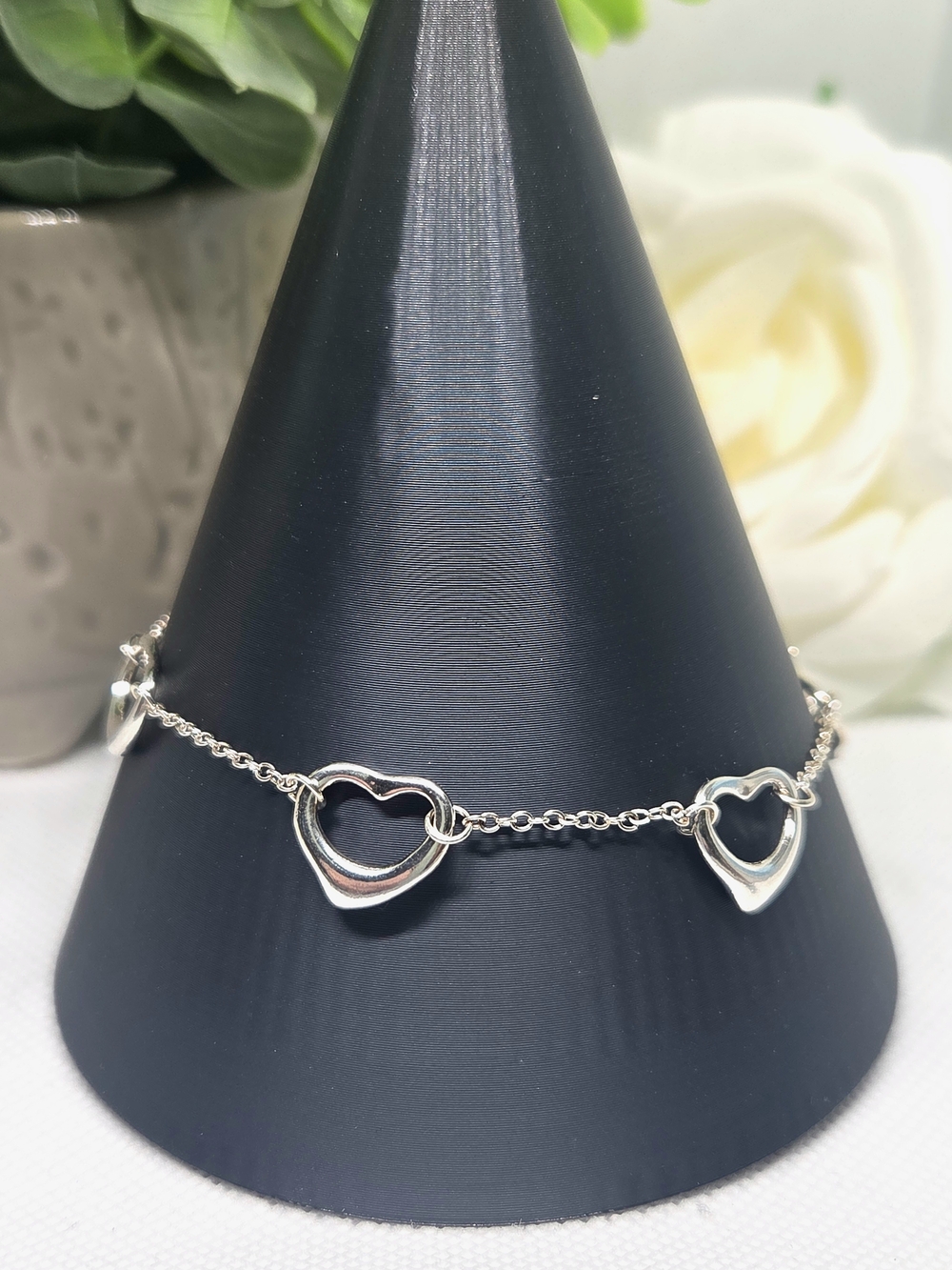 Sterling Silver Heart Link Bracelet